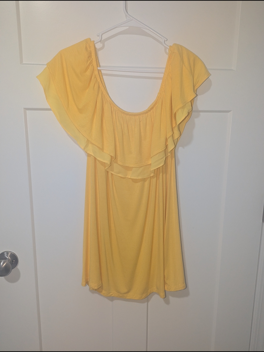 Yellow Ruffle Off-Shoulder Top - Women
